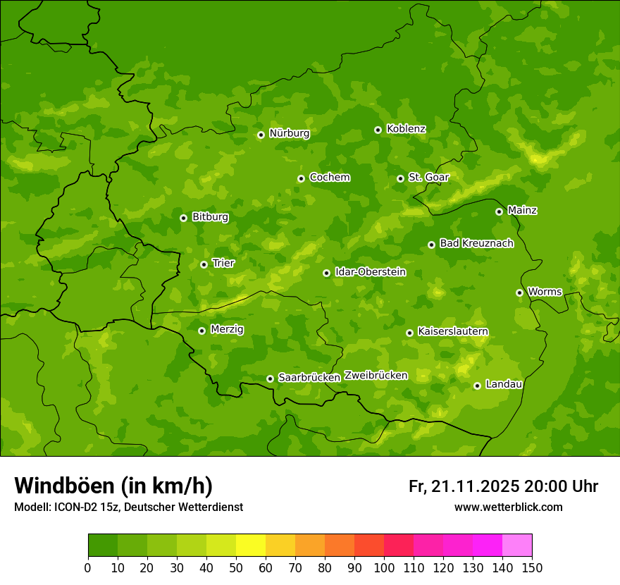Modellkarten Windgeschwindigkeit