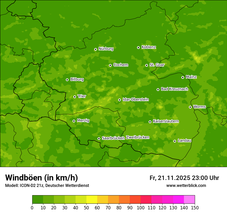 Modellkarten Windgeschwindigkeit