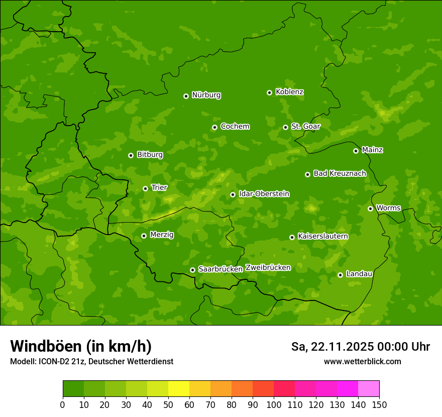 Modellkarten Windgeschwindigkeit