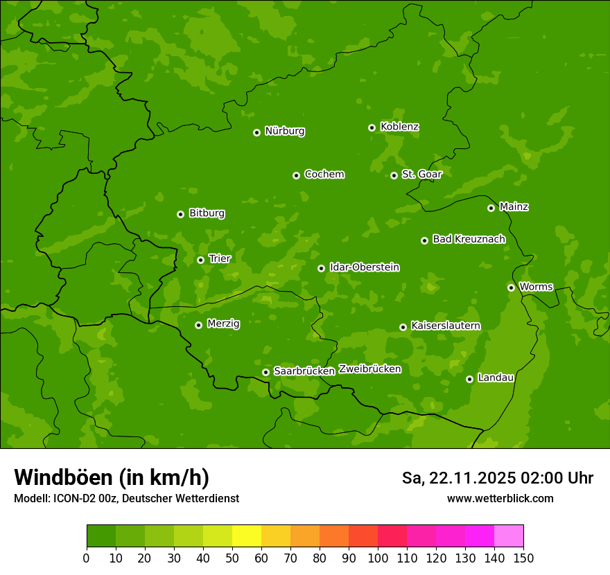 Modellkarten Windgeschwindigkeit