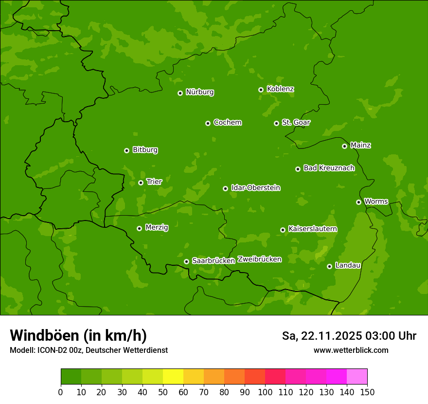 Modellkarten Windgeschwindigkeit