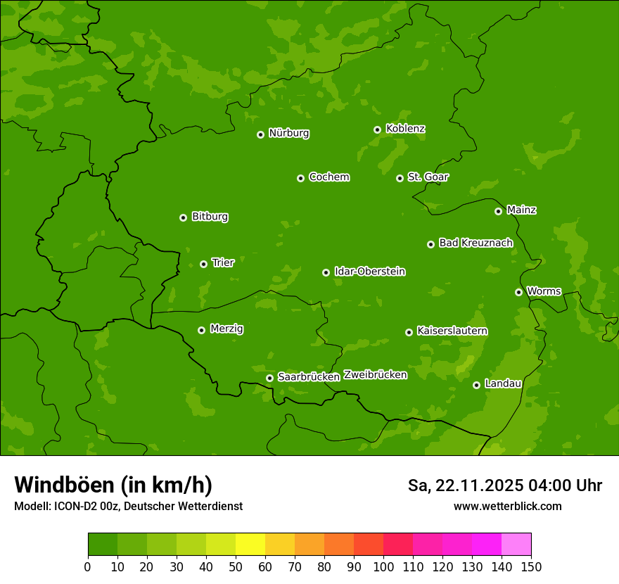 Modellkarten Windgeschwindigkeit