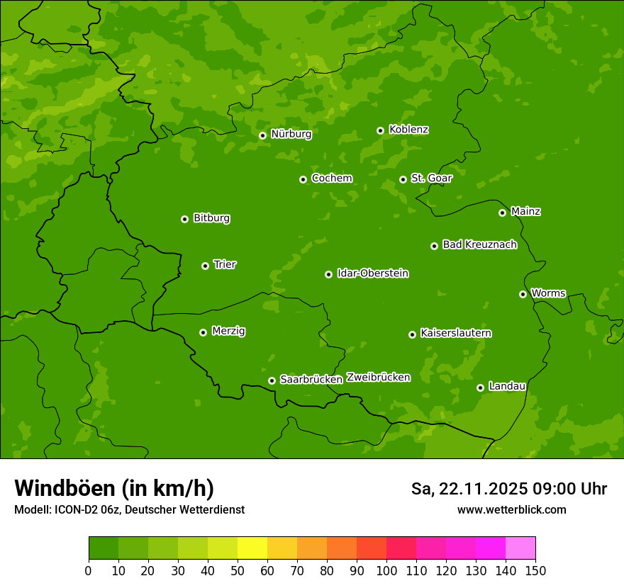 Modellkarten Windgeschwindigkeit