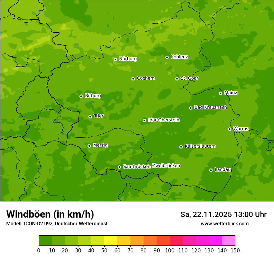 Modellkarten Windgeschwindigkeit