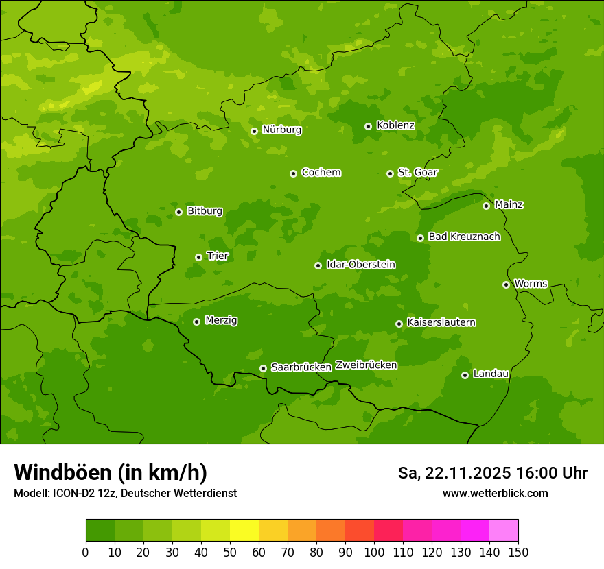 Modellkarten Windgeschwindigkeit