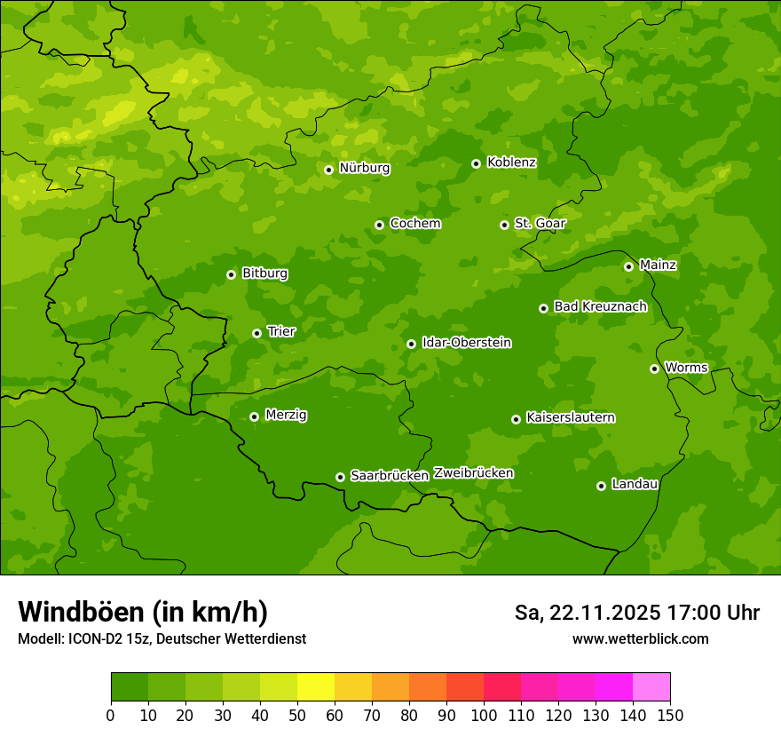 Modellkarten Windgeschwindigkeit