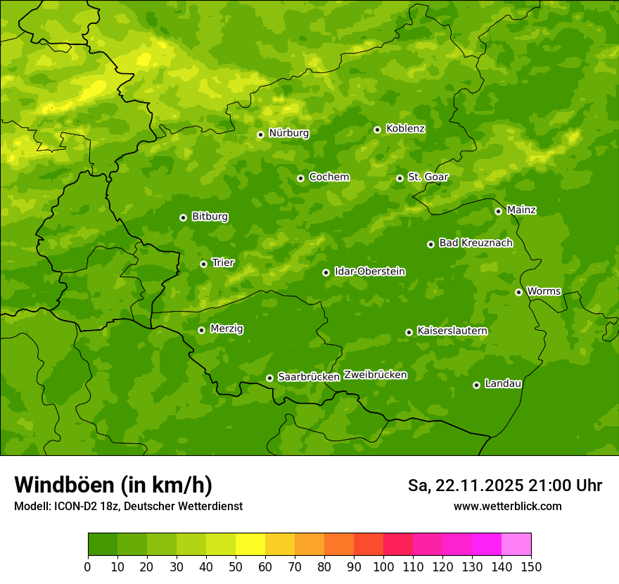Modellkarten Windgeschwindigkeit