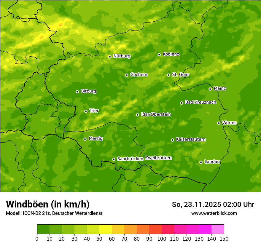 Modellkarten Windgeschwindigkeit