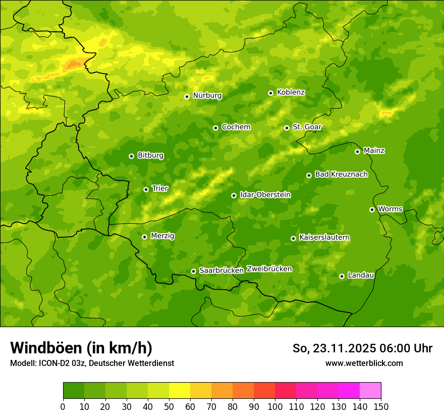 Modellkarten Windgeschwindigkeit