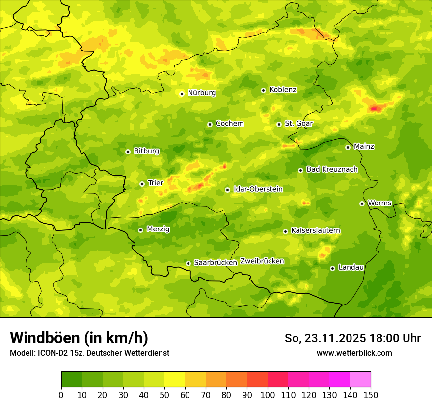 Modellkarten Windgeschwindigkeit