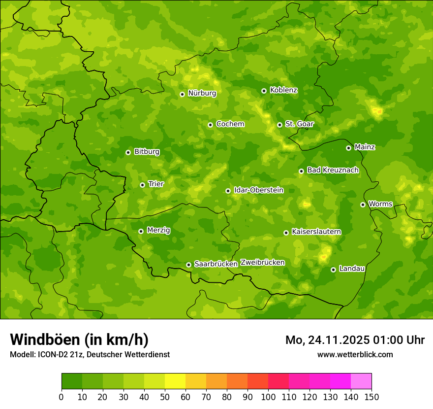 Modellkarten Windgeschwindigkeit