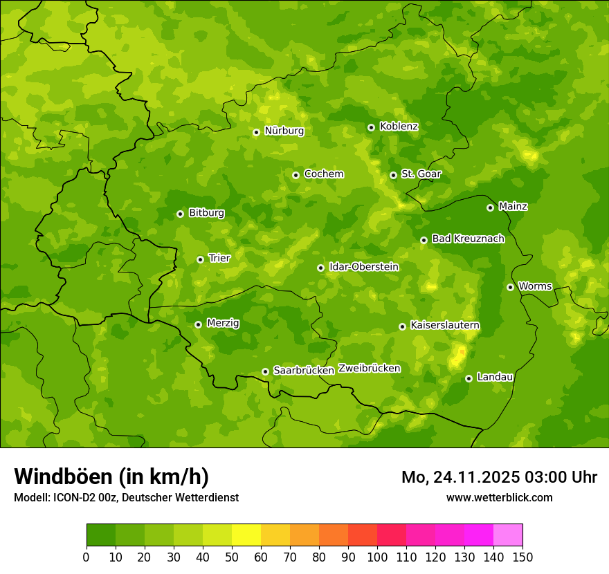 Modellkarten Windgeschwindigkeit