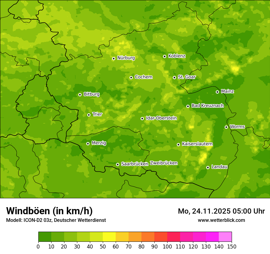 Modellkarten Windgeschwindigkeit