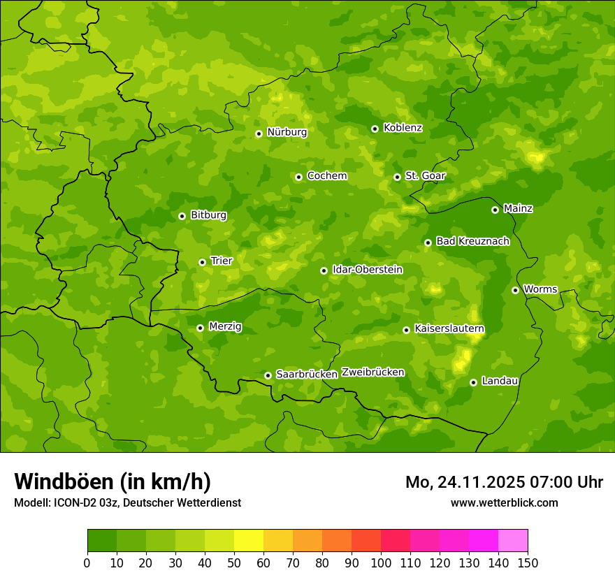 Modellkarten Windgeschwindigkeit
