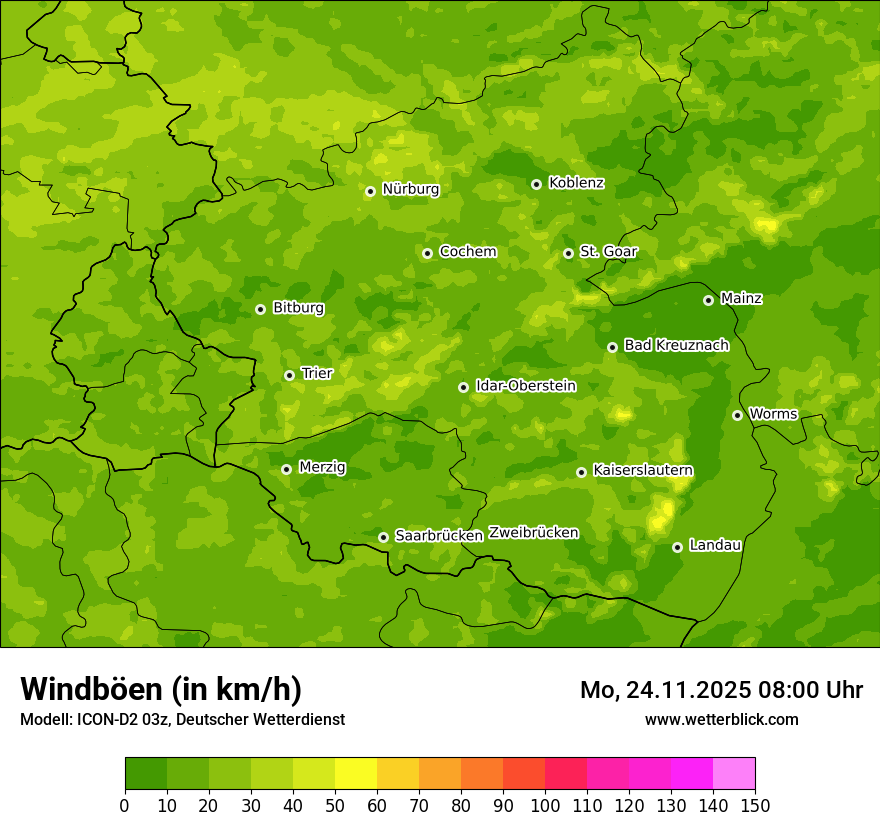 Modellkarten Windgeschwindigkeit