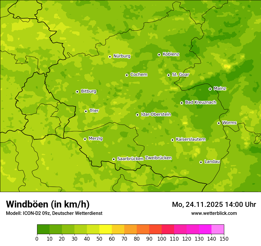 Modellkarten Windgeschwindigkeit