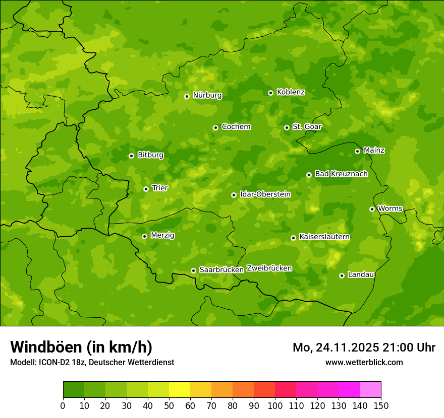 Modellkarten Windgeschwindigkeit