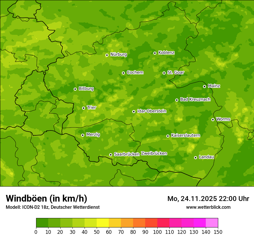 Modellkarten Windgeschwindigkeit