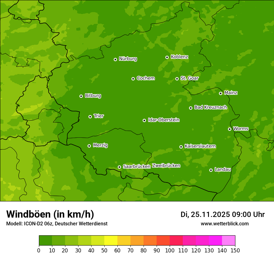 Modellkarten Windgeschwindigkeit