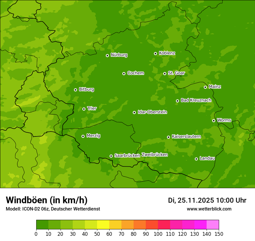 Modellkarten Windgeschwindigkeit