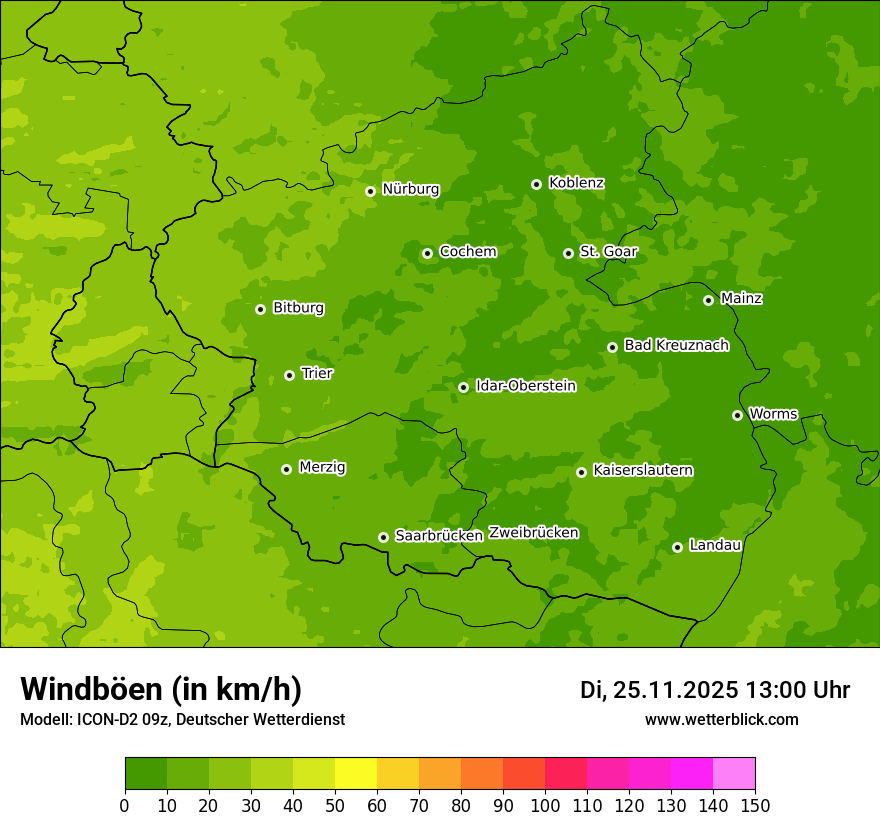 Modellkarten Windgeschwindigkeit