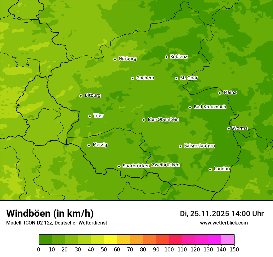 Modellkarten Windgeschwindigkeit