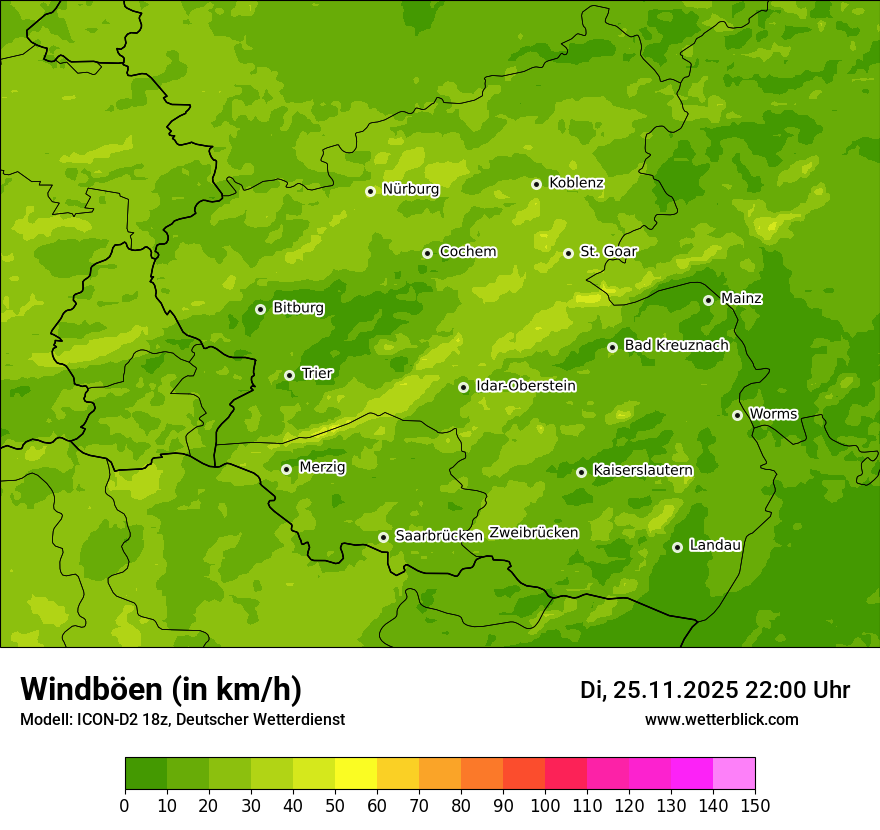 Modellkarten Windgeschwindigkeit