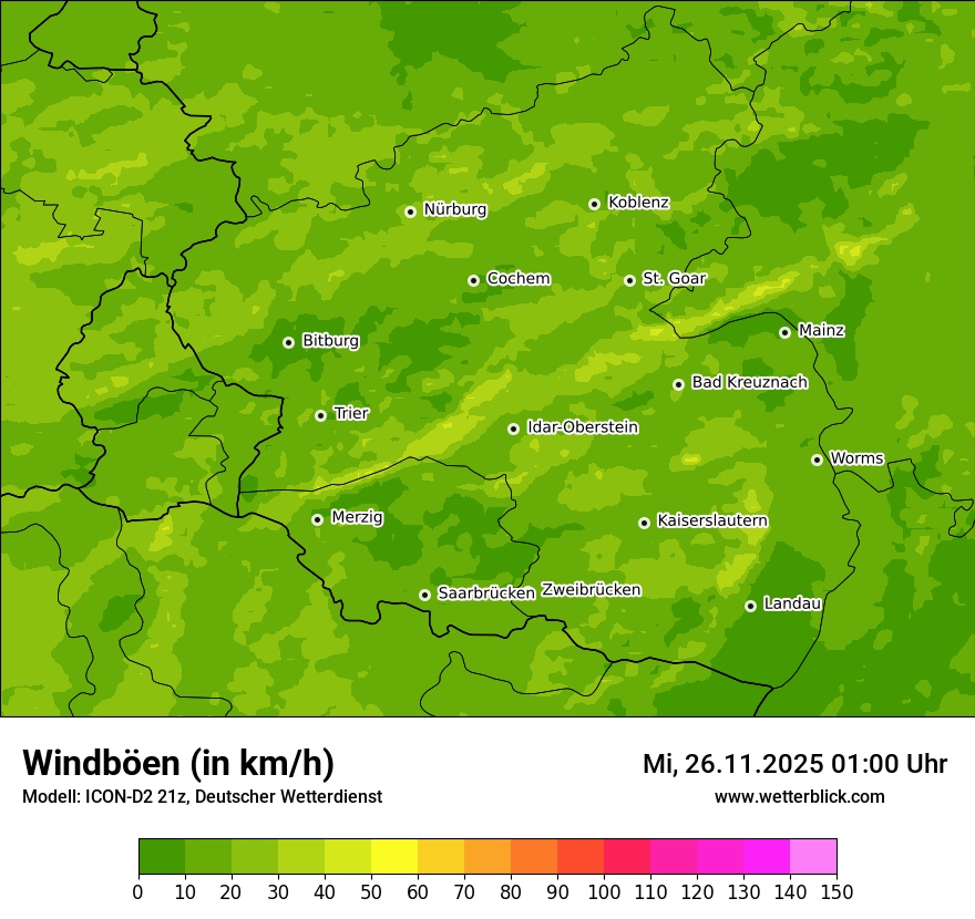 Modellkarten Windgeschwindigkeit