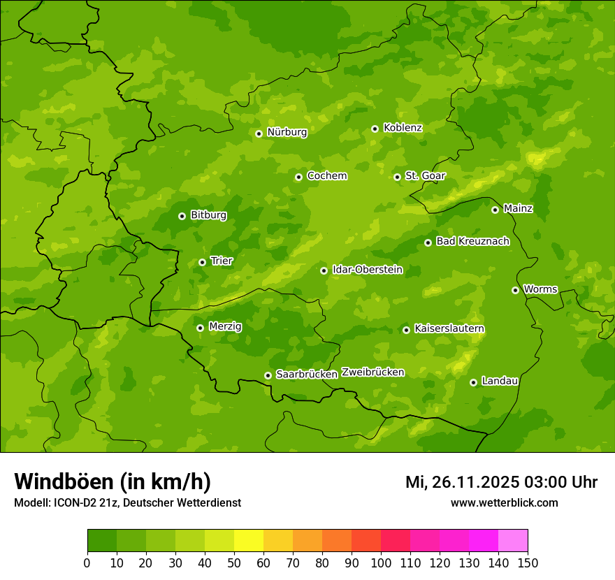 Modellkarten Windgeschwindigkeit