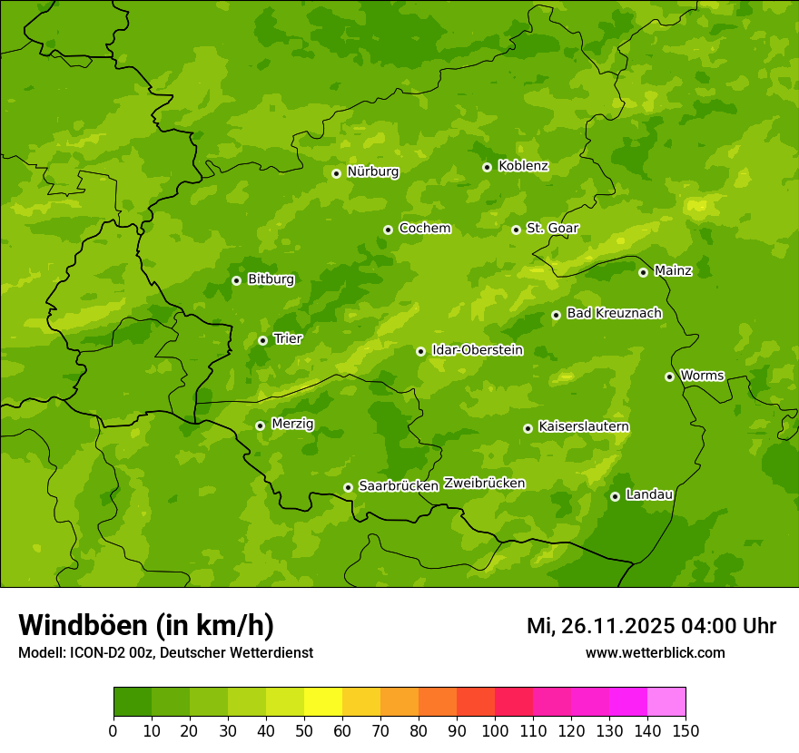Modellkarten Windgeschwindigkeit