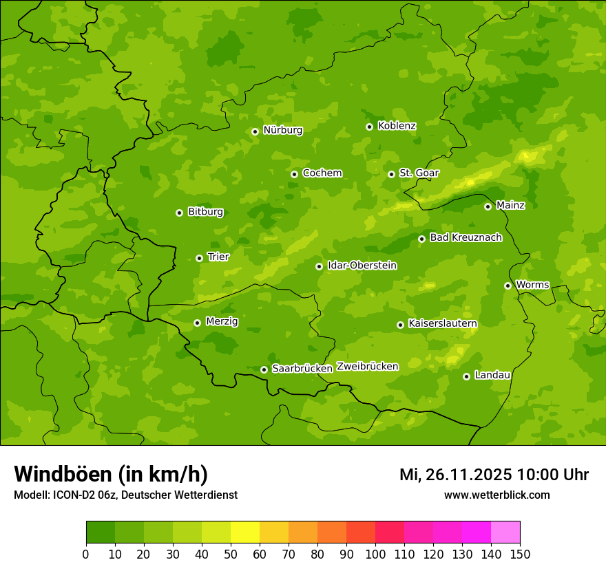 Modellkarten Windgeschwindigkeit