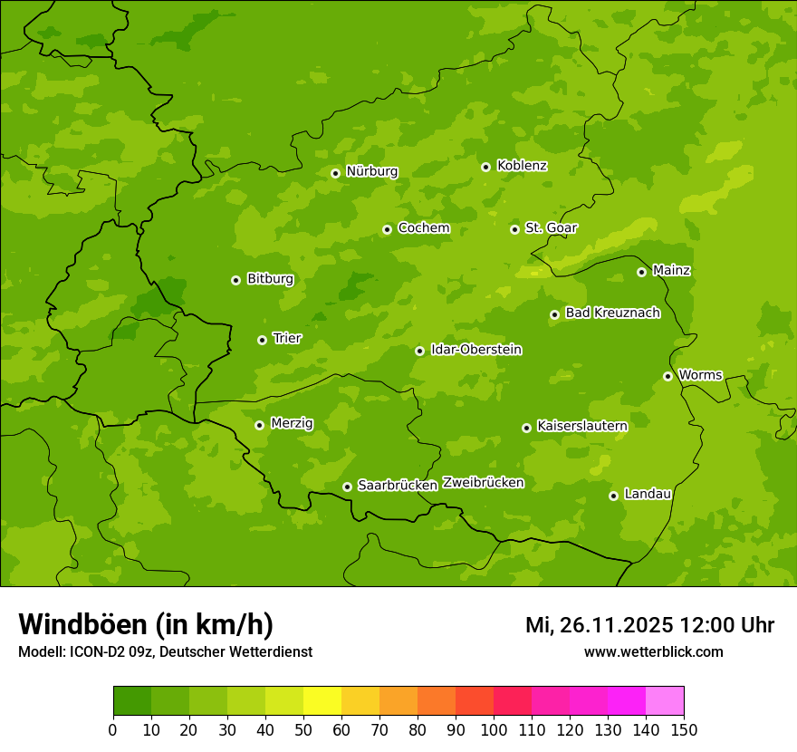 Modellkarten Windgeschwindigkeit