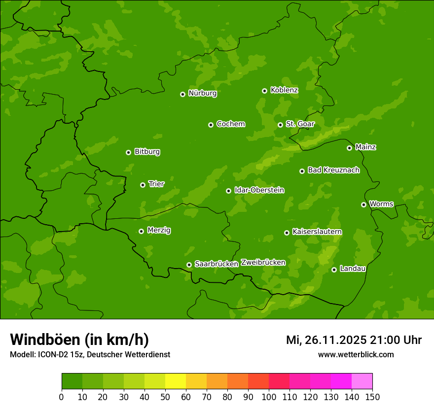 Modellkarten Windgeschwindigkeit
