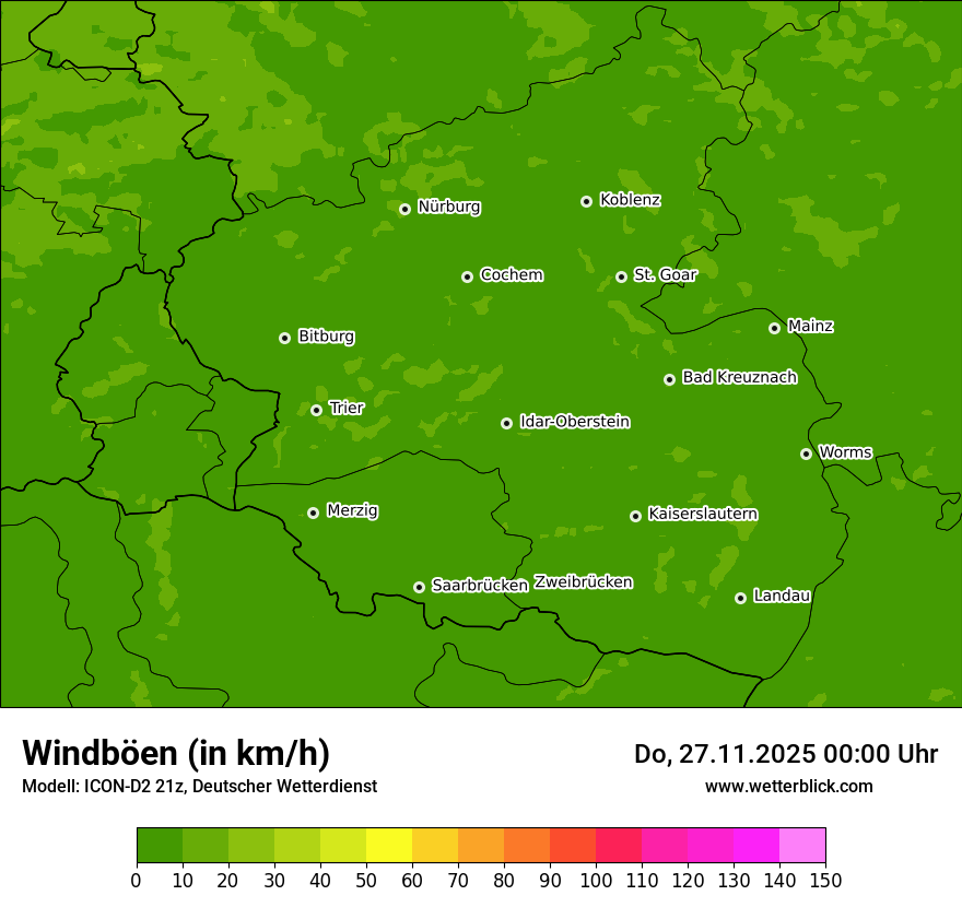 Modellkarten Windgeschwindigkeit