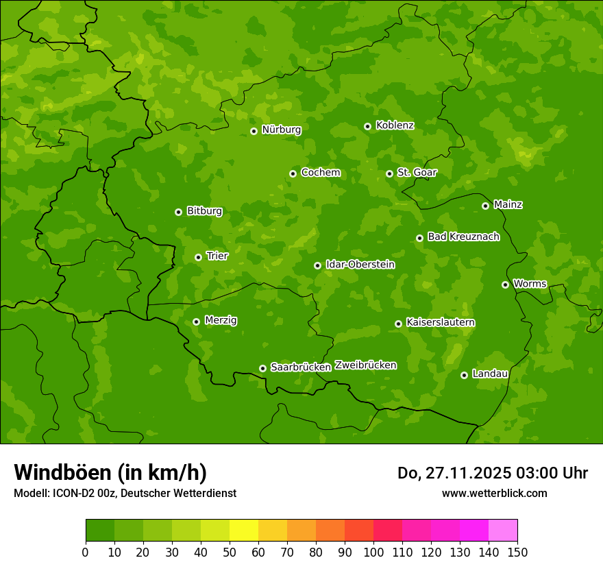Modellkarten Windgeschwindigkeit