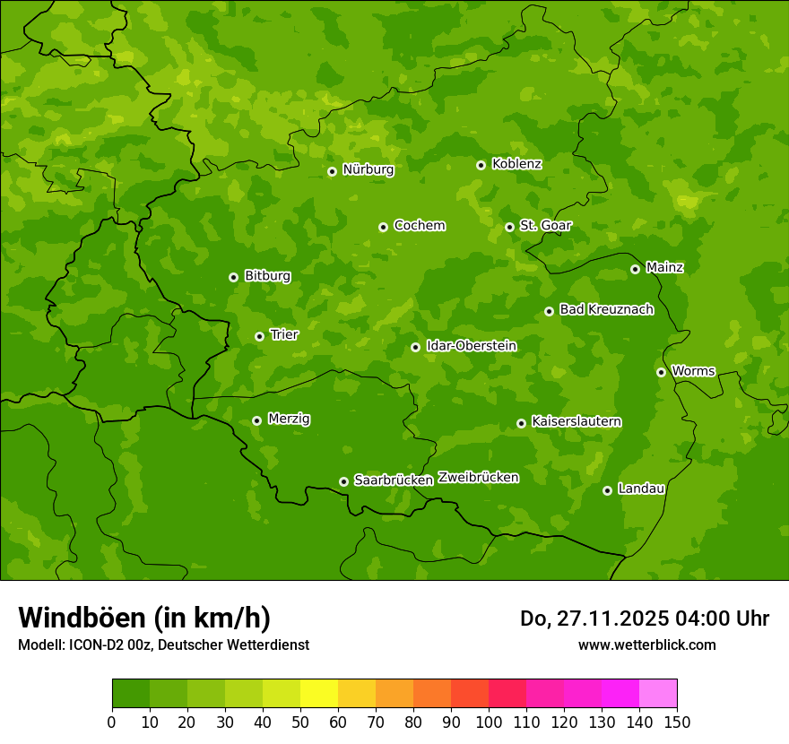 Modellkarten Windgeschwindigkeit