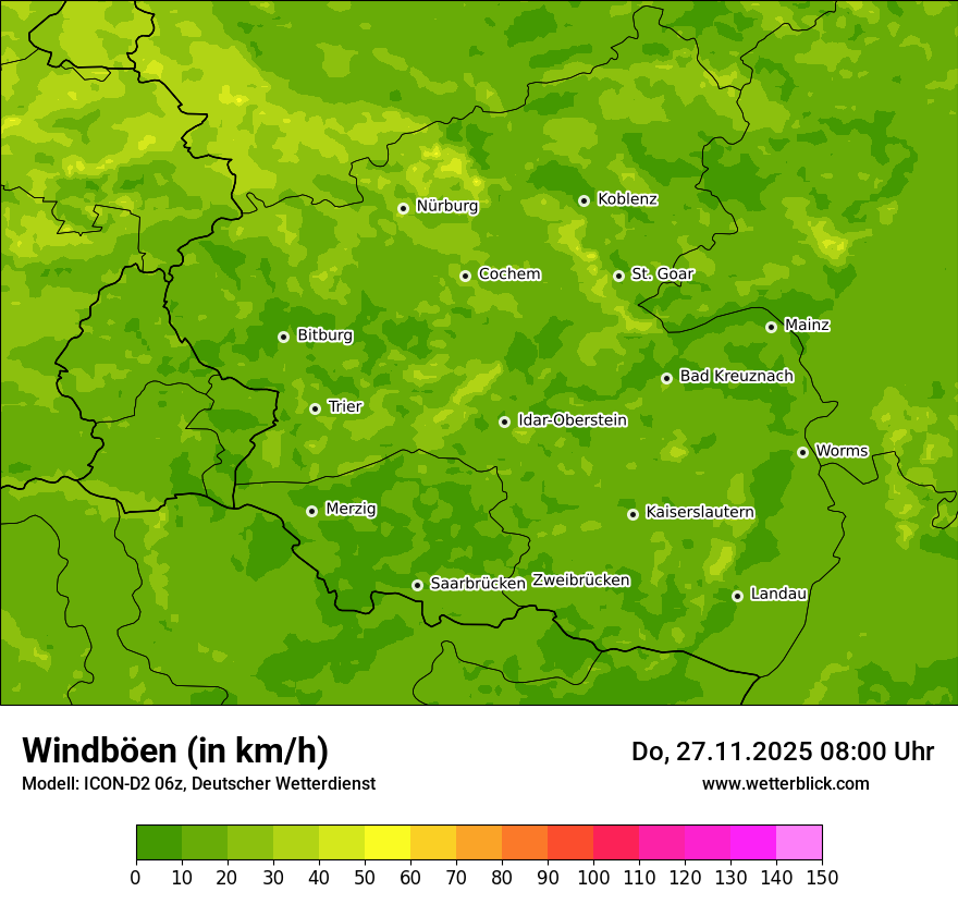 Modellkarten Windgeschwindigkeit