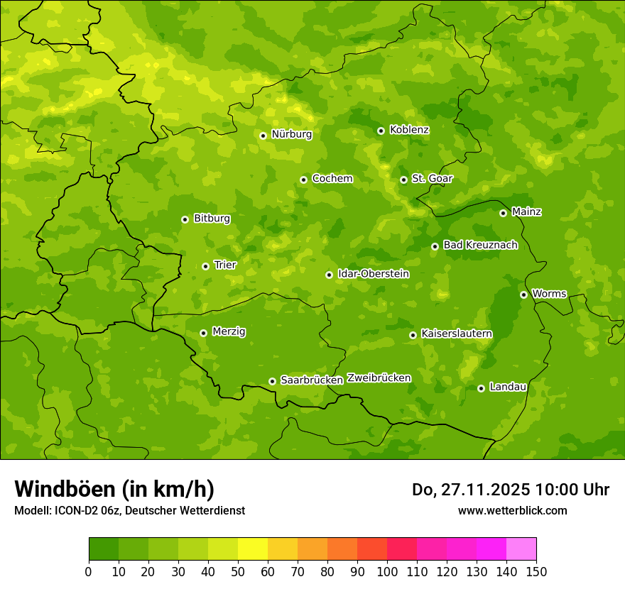 Modellkarten Windgeschwindigkeit