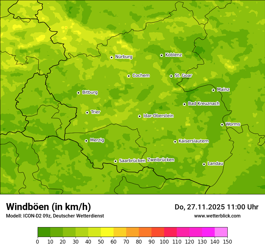 Modellkarten Windgeschwindigkeit