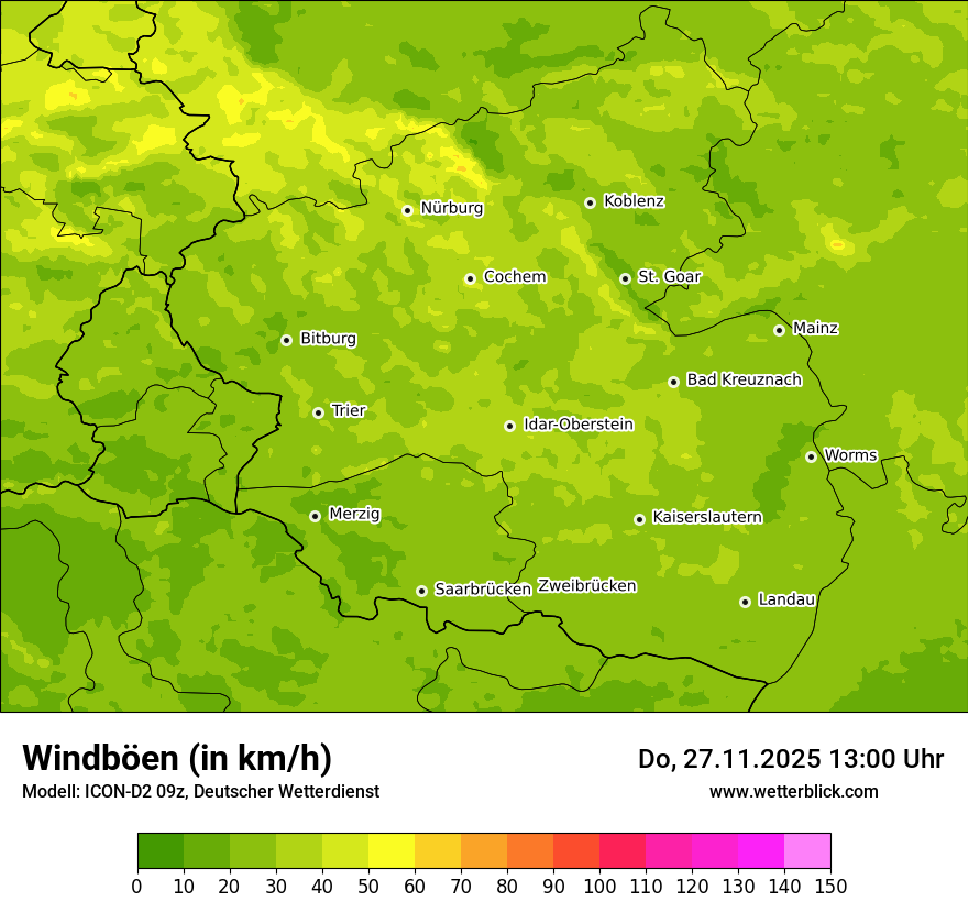 Modellkarten Windgeschwindigkeit