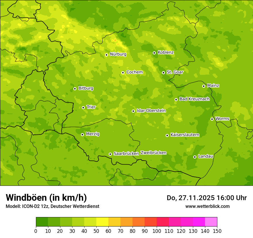 Modellkarten Windgeschwindigkeit