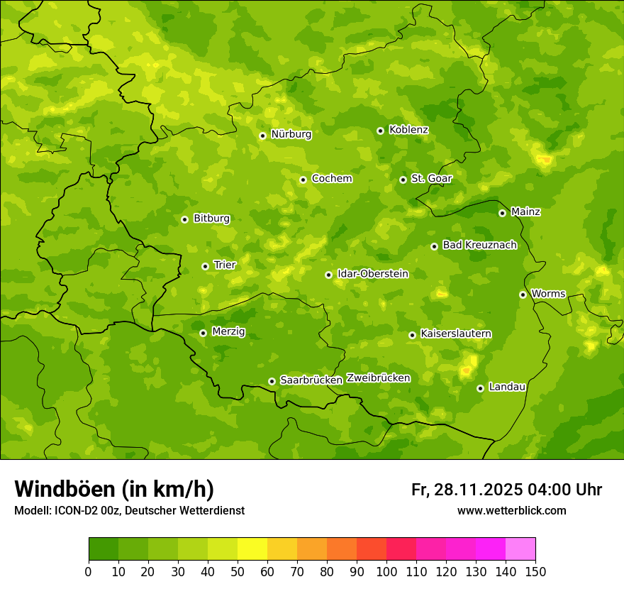 Modellkarten Windgeschwindigkeit