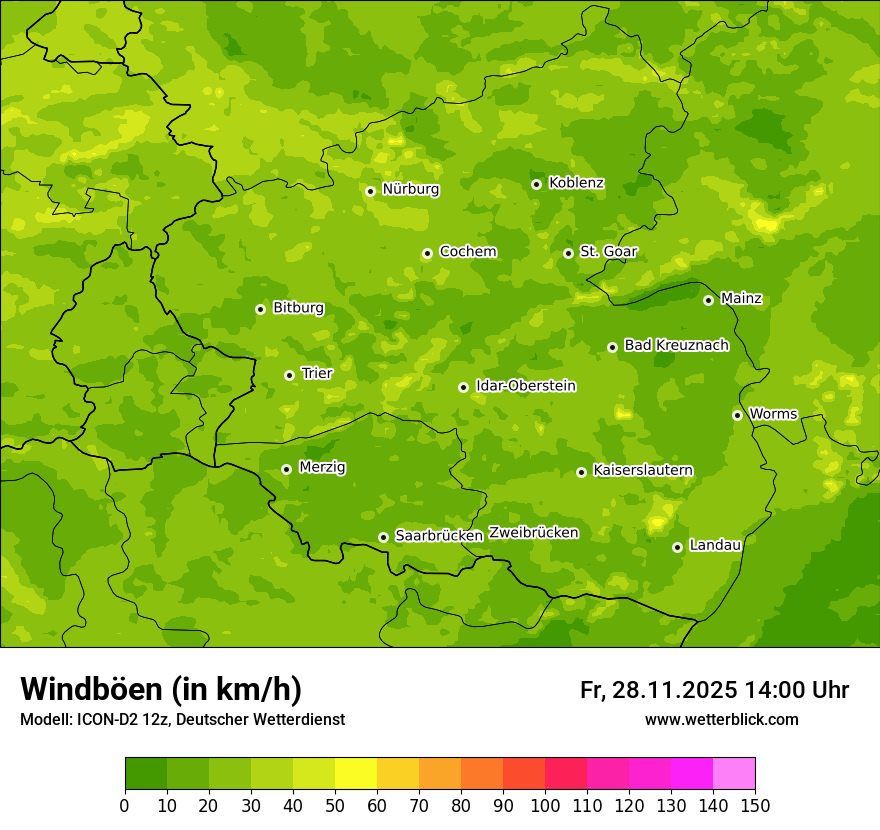 Modellkarten Windgeschwindigkeit