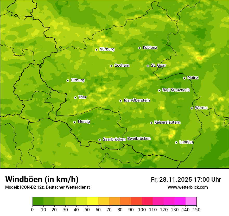 Modellkarten Windgeschwindigkeit