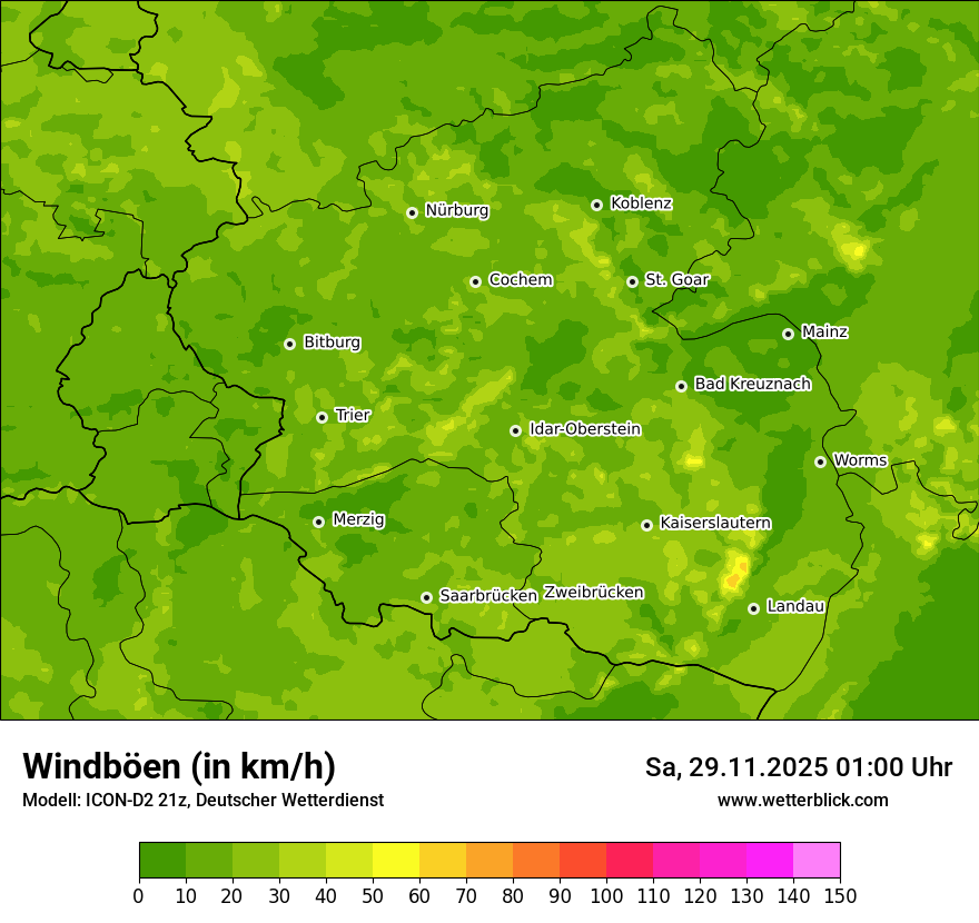 Modellkarten Windgeschwindigkeit