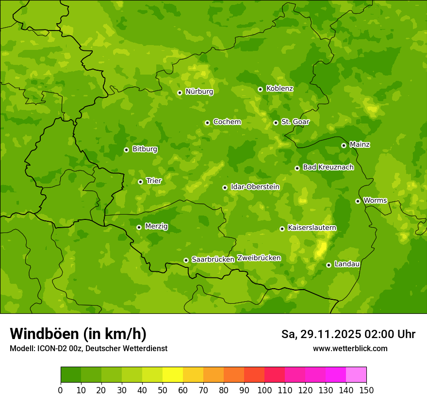 Modellkarten Windgeschwindigkeit
