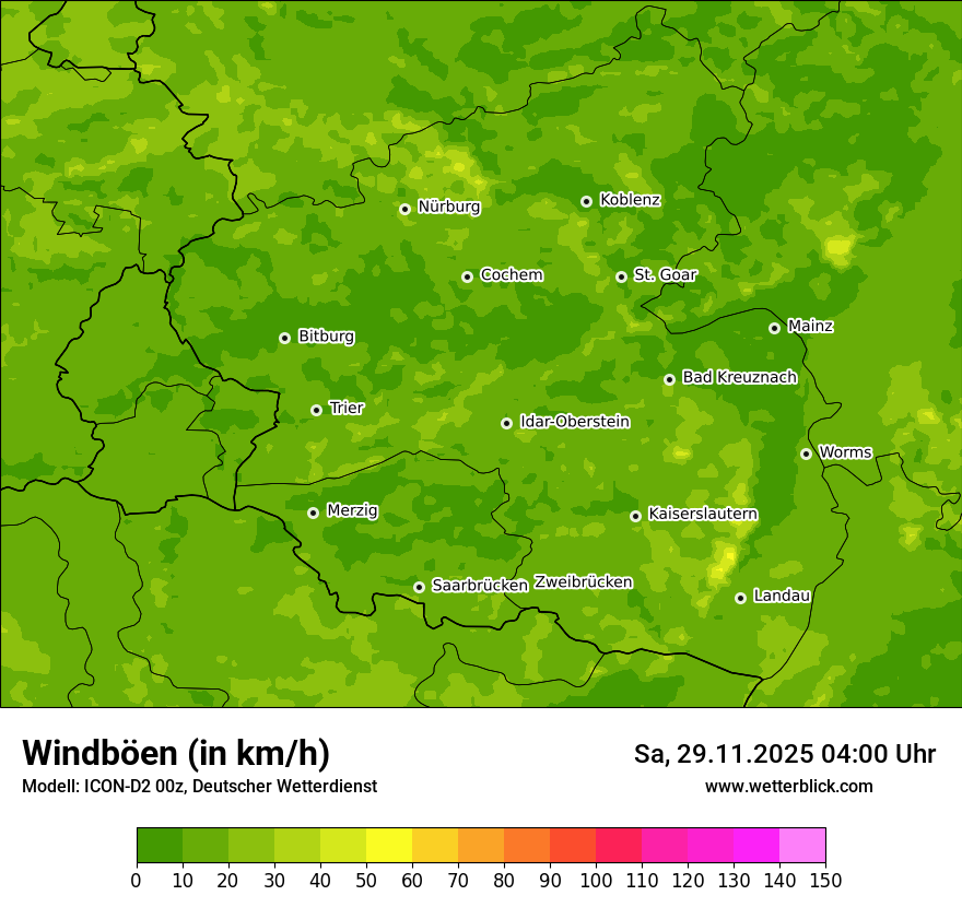 Modellkarten Windgeschwindigkeit