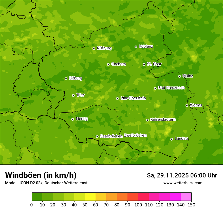 Modellkarten Windgeschwindigkeit