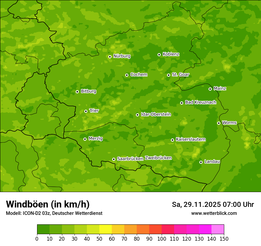 Modellkarten Windgeschwindigkeit