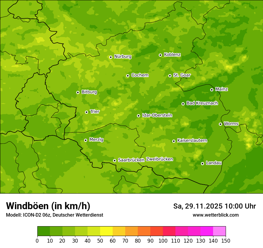 Modellkarten Windgeschwindigkeit